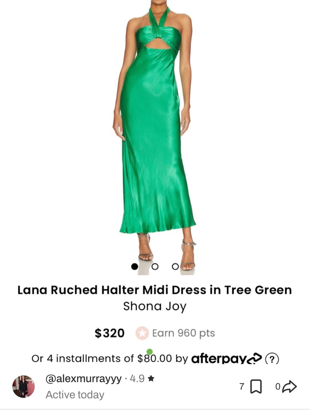 Shona Joy Lana Ruched Halter Midi Dress in Tree Green